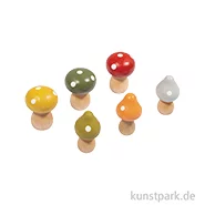 Artikelbild des Artikels “Holz Pilze, Bunt, 1,5 + 1,9 x 2,6 cm, 6 Stück “