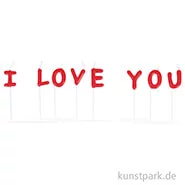 Artikelbild des Artikels “Kerzensticks I LOVE YOU, 2x7,7 cm, 8 Stück sortiert Klassikrot“