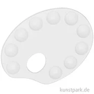 Artikelbild des Artikels “Klassische ovale Palette aus weißem Kunststoff mit 10 runden Näpfen “