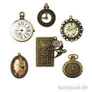 Artikelbild des Artikels “Metallcharms Vintage - Uhr, 6 Stück sortiert “