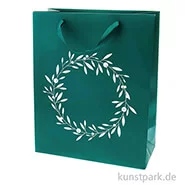 Artikelbild des Artikels “Papiertüte - Dunkelgrün mit foliertem goldenen Kranz “