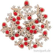 Artikelbild des Artikels “Rentier aus Holz mit Gold-Glitter als Streudeko, 24 Stück “