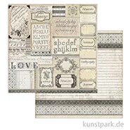 Artikelbild des Artikels “Stamperia Scrappapier - Calligraphy Patchwork of Labels, 30,5x30,5 cm “