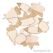 Artikelbild des Artikels “Dekosticker Blätter aus Holz mit Rosegold-Glitter, 12 Stück “