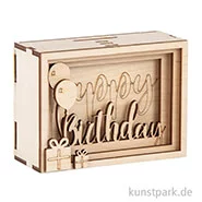 Artikelbild des Artikels “3D Geschenkbox - Birthday, 11,5x8,5x5 cm, Holz-Bausatz mit 13 Teilen “