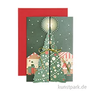 Artikelbild des Artikels “3D Klappkarte - Weihnachtsmarkt mit Baum, B6 “