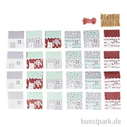 Artikelbild des Artikels “Adventskalender Set Papierhäuser 1-24 mit Klammern + Kordel, 9 x 10 cm “
