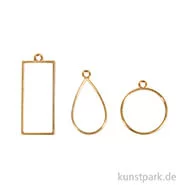 Artikelbild des Artikels “Anhänger Metall Fassung - Rechteck, Tropfen & Rund, Gold “