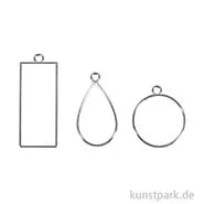 Artikelbild des Artikels “Anhänger Metall Fassung - Rechteck, Tropfen & Rund, Silber “