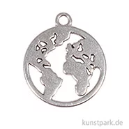 Artikelbild des Artikels “Anhänger Metall - silberne Weltkarte, 2 Stück “