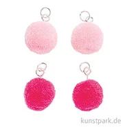 Artikelbild des Artikels “Anhänger Mini Pompons - Neon Pink, 4er Set “