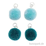 Artikelbild des Artikels “Anhänger Mini Pompons - Türkis, 4er Set “