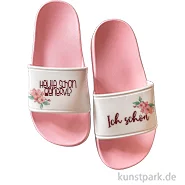 Artikelbild des Artikels “Badelatschen, Rosa-Weiß, Bedruckt, Design, Heute schon genervt “