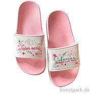 Artikelbild des Artikels “Badelatschen, Rosa-Weiß, Bedruckt, Design, Laber nicht “