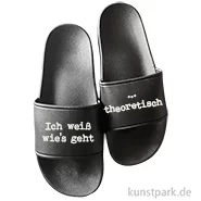 Artikelbild des Artikels “Badelatschen, Schwarz, Bedruckt, Design, Ich weiß wie's geht “