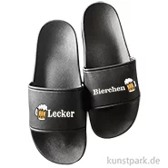Artikelbild des Artikels “Badelatschen, Schwarz, Bedruckt, Design, Lecker Bierchen “