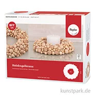 Artikelbild des Artikels “Bastelset Holzkugelkranz, 330 Kugeln + Styroporring, 20 cm Durchmesser “