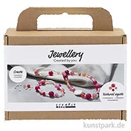 Artikelbild des Artikels “Bastelset Schmuck, Achat Perlenkette + Armband, Pink “