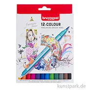 Artikelbild des Artikels “Bruynzeel Fineliner Brush Pen Set mit 12 Farben im Kartonetui “