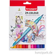 Artikelbild des Artikels “Bruynzeel Fineliner Brush Pen Set mit  24 Farben im Kartonetui “