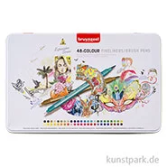 Artikelbild des Artikels “Bruynzeel Fineliner Brush Pen Set mit 48 Stiften im Metalletui “