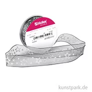 Artikelbild des Artikels “Chiffonband Sterne mit Draht - 25 mm x 3 m Einzelfarbe | Anthrazit-Silber“