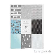 Artikelbild des Artikels “Design-Papier Block - Blau-Grau-Weiß-Schwarz, 24 Blatt, 120 g “