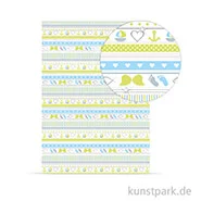 Artikelbild des Artikels “Designkarton Meine Taufe - Jungen Streifen, DIN A4, 200 g “