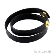 Artikelbild des Artikels “Echtleder-Armband mit Druckverschluss gold 40x1x0,2 cm Schwarz “