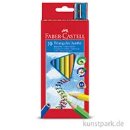 Artikelbild des Artikels “Faber-Castell TRIANGULAR Jumbo, 10 Buntstifte mit Spitzer im Kartonetui “