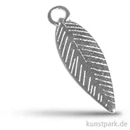 Artikelbild des Artikels “Feder Metall-Anhänger mit Öse, 21 mm, 3 Stück Altsilber“