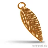 Artikelbild des Artikels “Feder Metall-Anhänger mit Öse, 21 mm, 3 Stück Gold“