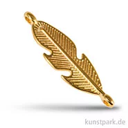 Artikelbild des Artikels “Feder Metall-Anhänger mit Ösen, 27 mm, 1 Stück Gold“