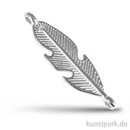 Artikelbild des Artikels “Feder Metall-Anhänger mit Ösen, 27 mm, 1 Stück Silber“