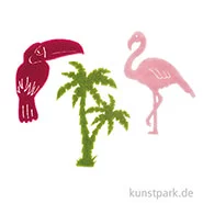 Artikelbild des Artikels “Filzstreuteile Flamingos, Palmen und Vögel, 4x6 cm, 12 Stück “