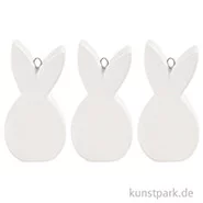 Artikelbild des Artikels “Flache Hasefigur aus weißer Keramik, Größe 7,2 x 3,6 cm, 3 Stück “