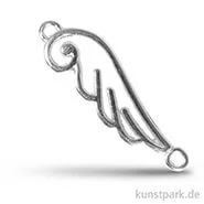 Artikelbild des Artikels “Metall-Zierelement mit Ösen - Flügel geschwungen, 25 mm, 1 Stück Silber“