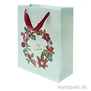 Artikelbild des Artikels “Geschenktüte - Weihnachtskranz, Bordeaux-Grün, 26 x 32 x 12 cm “