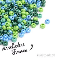 Artikelbild des Artikels “Glas-Großlochradl Grün-Blau Mix, opak, 55 g “