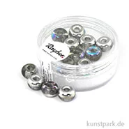 Artikelbild des Artikels “Glas-Großlochradl transparent metallic - 9 mm - 14 Stück Dose | Silber Irisierend“
