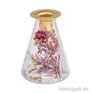 Artikelbild des Artikels “Glasvase mit Trockenblumen + Kerzenhalter für Stabkerze, ø 8 x 12,5 cm “