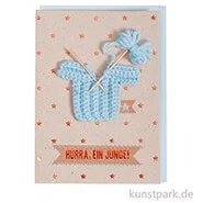 Artikelbild des Artikels “Good old friends - Baby Strickkarte, Hurra ein Junge “