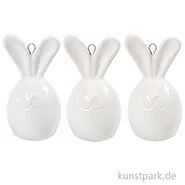 Artikelbild des Artikels “Hase aus weißer Keramik zum Hängen, Größe 6,7 x 3,6 cm, 3 Stück “