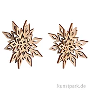 Artikelbild des Artikels “Holz Deko - 3D Schneeflocke mit Kordel, 9 cm Durchmesser, 2 Stück “