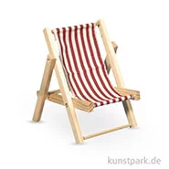 Artikelbild des Artikels “Mini Holz-Sonnenliege Rotgestreift, 14 cm, 1 Stück “