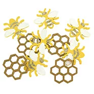 Artikelbild des Artikels “Holz-Streuteile - Biene mit Klebepunkt, 2,9x2,5 cm, 10 Stück sortiert “