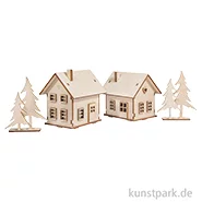 Artikelbild des Artikels “Holzbausatz Lichterhäuser mit LED Lichterkette, 7-10 cm, 46-teilig “
