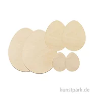 Artikelbild des Artikels “Holzeier zum Bemalen, Flach, Natur, Set mit 3 Größen, 6 Stück “