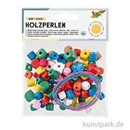 Artikelbild des Artikels “Holzperlen eckig, 88 Stück - farbig sortiert “
