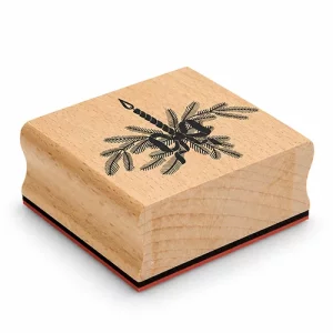 Artikelbild des Artikels “Holzstempel - Kerze mit Tannenzweigen, 7,5 x 6 x 3 cm “